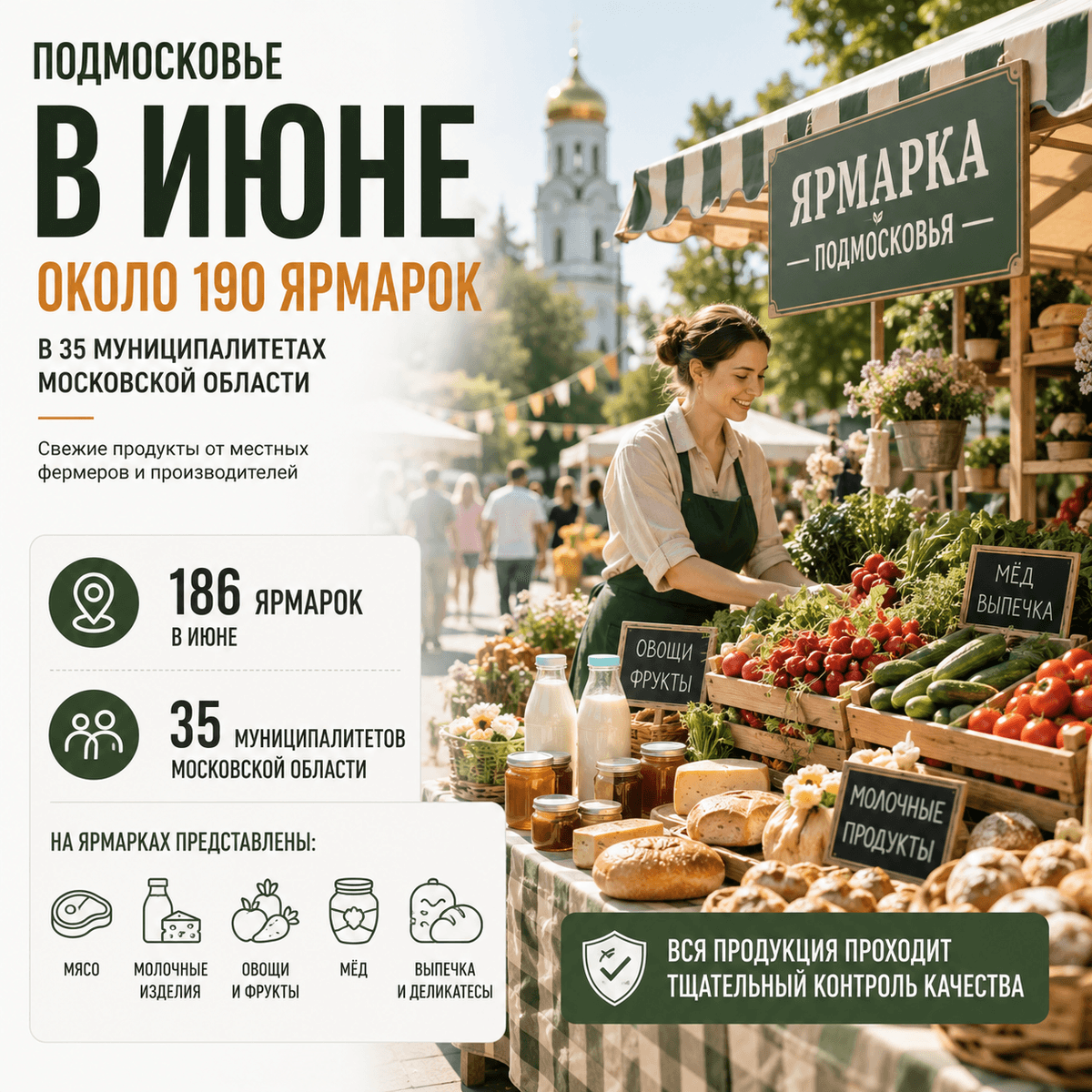 В первый месяц лета в Подмосковье в июне проведут около 190 ярмарок