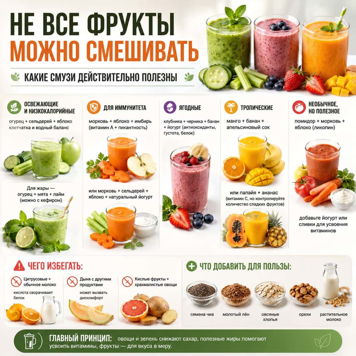 🥤 Не все фрукты можно смешивать: какие смузи действительно полезны