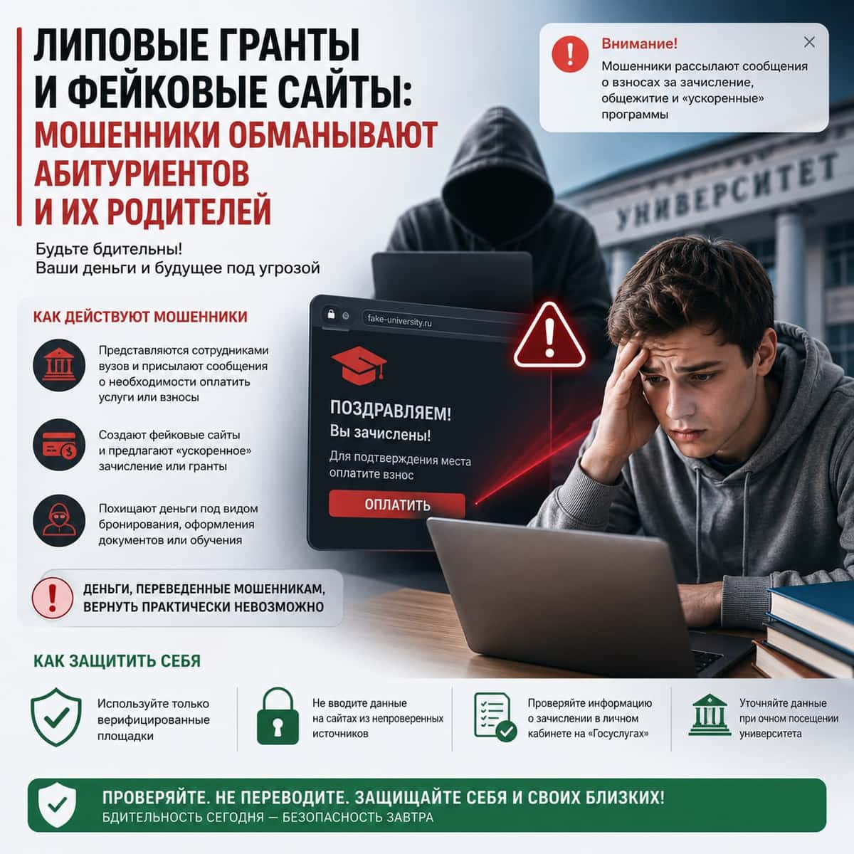 Липовые гранты и фейковые сайты: мошенники обманывают абитуриентов и их родителей