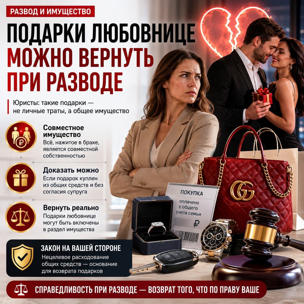 Юристы разъяснили, что при разводе можно потребовать возврата подарков, которые муж сделал своей любовнице.
