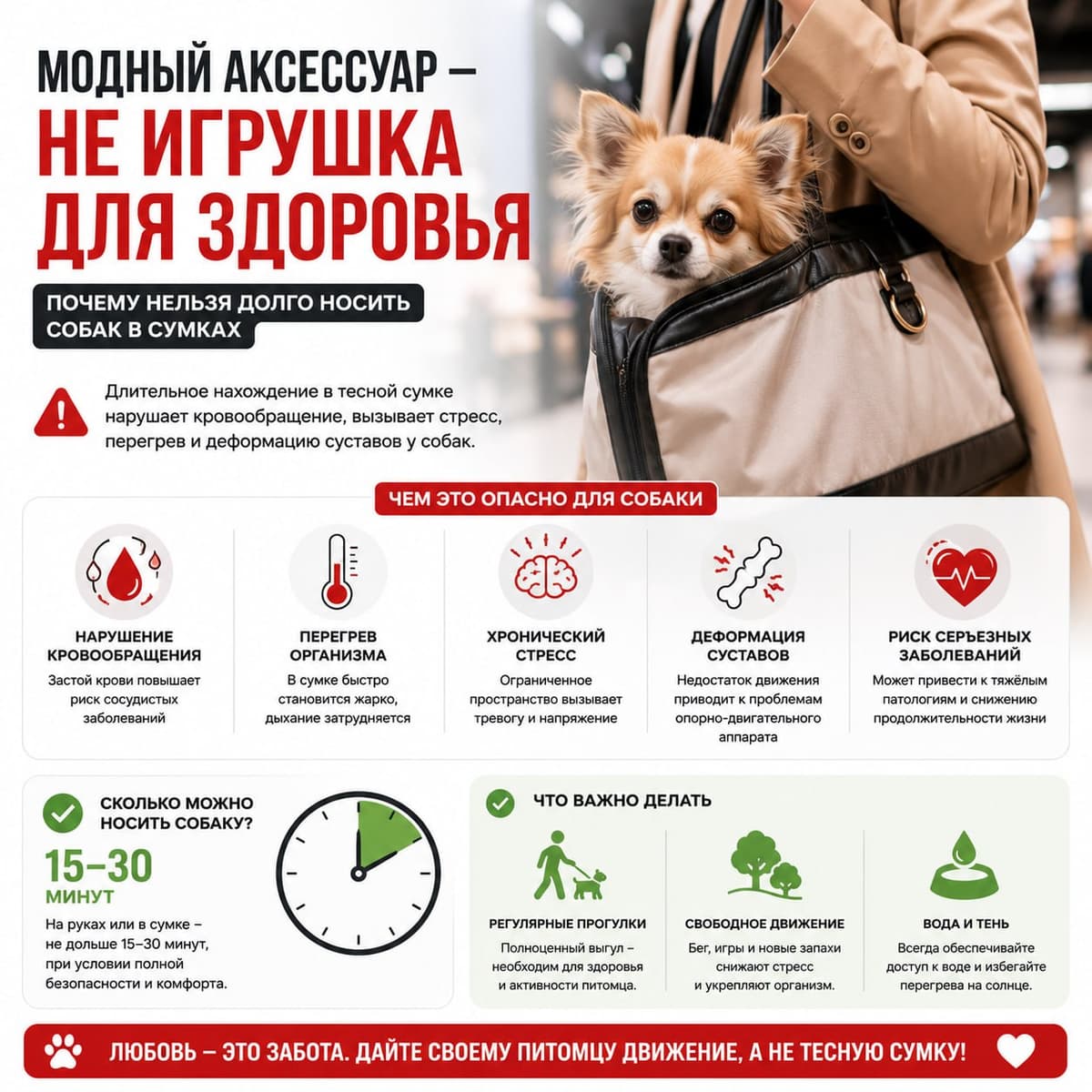 Модный аксессуар ценой здоровья: почему нельзя долго носить собак в сумках
