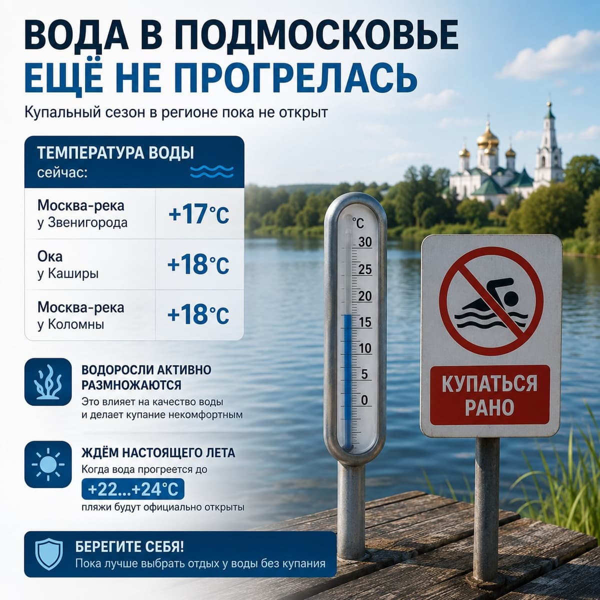 Вода в водоёмах Подмосковья ещё не прогрелась